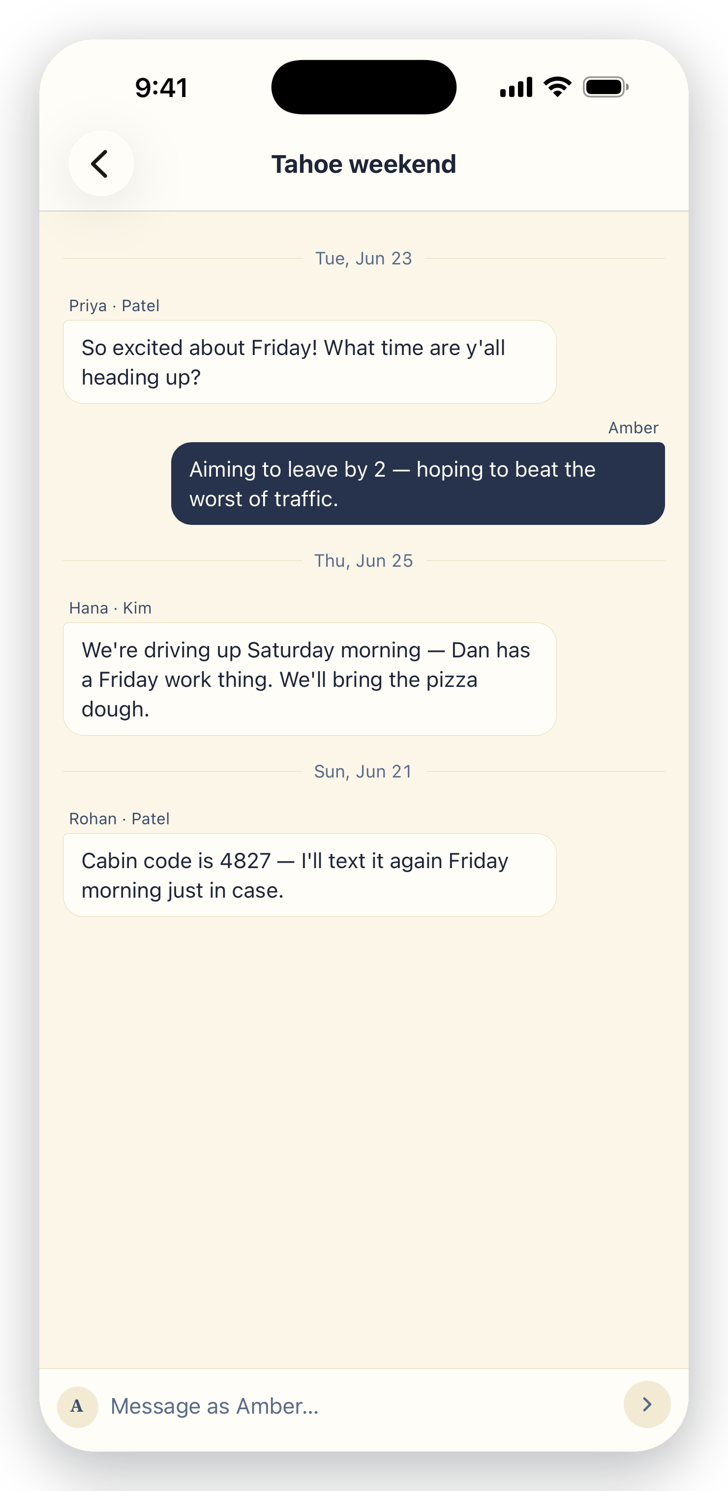 planalong trip Trip chat tab in the app